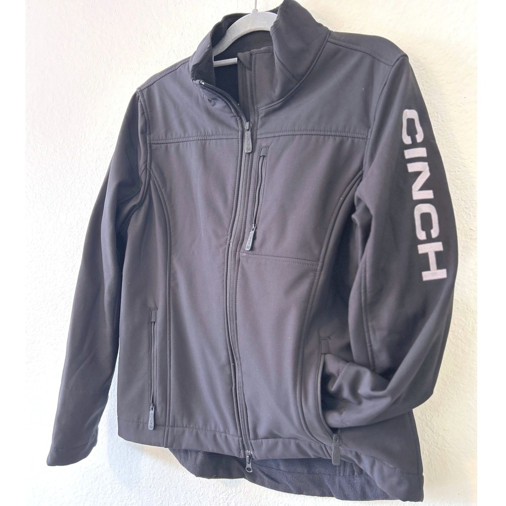 Cinch Womens Bonded Softshell Jacket Black Full Zip Logo Concealed Carry Large